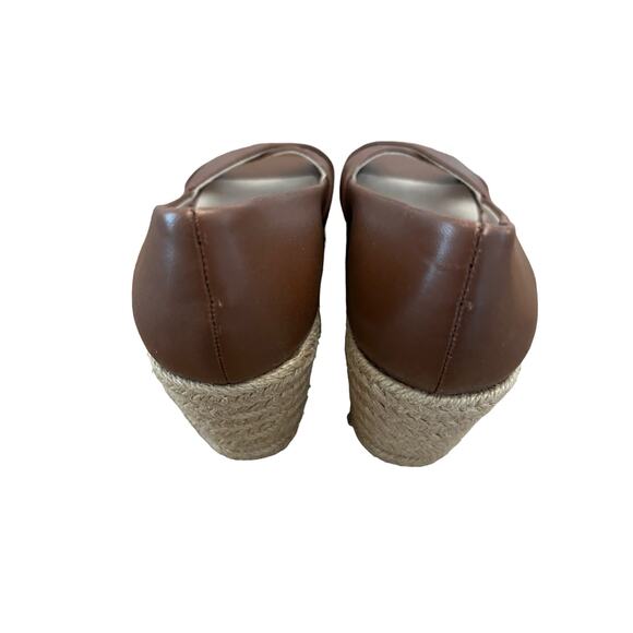 Jack Rogers Palmer Mocha brown Leather Open Toe Espadrilles 6 - Picture 3 of 6
